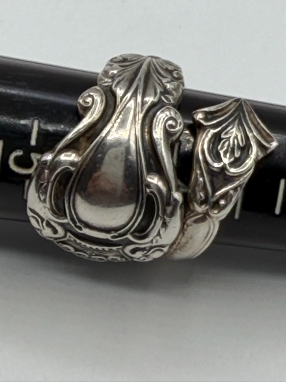 Antique Stieff Sterling Silver Repoussé Spoon Ring – Floral Pattern